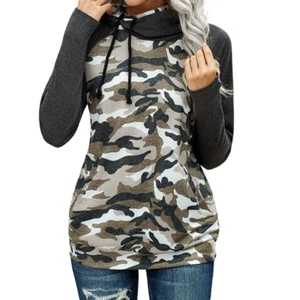 CAMO PRINT DOUBLE HOOD LIGHTWEIGHT ACCENT HOODIE SIZE 2XL (18-20) - Picture 1 of 10