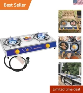 2 Burner Propane Gas Stove Stainless Steel Auto Ignition Outdoor Camping Kitchen - Picture 1 of 11