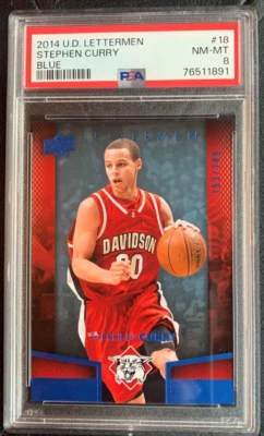 2014 Upper Deck Letterman Stephen Curry #18 Blue /249 PSA 8  - Image 1 of 2