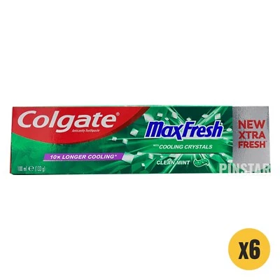 6 X 100 ML Colgate Max Fresh Green Toothpaste COOLING CRYSTALS CLEAN MINT