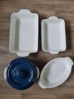 Fontignac- set of 4 ceramic oven dishes/ pot. Navy/ white. Slightly used.