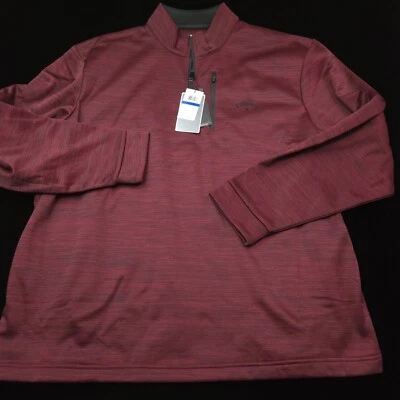 NEW! CALLAWAY GOLF 1/4 ZIP SWEATER -XXL- BURGUNDY POLY PERFORMANCE STRETCH LISLE - Image 1 of 4