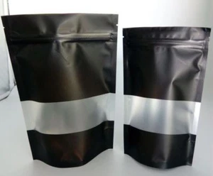 100X 250G(750ML) MATTE BLACK STAND UP POUCH WITH RECTANGLE WINDOW AND ZIP LOCK - Picture 1 of 1