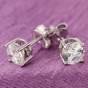 IGI Certified 1.5Ct Lab Grown Diamond Women's Stud Earrings Solid 925 Silver - Picture 1 of 17