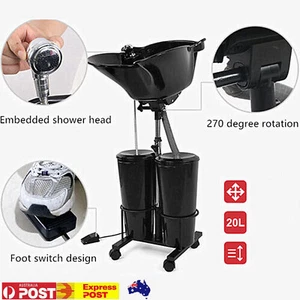 Portable Shampoo Bowl Wash Bowl With Drain Hose 2 Buckets Adjustable Salon Sink - Picture 1 of 14