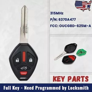 for Mitsubishi Lancer 2008 2009 2010-2017 Remote Key Fob 6370A477 OUCG8D-625M-A - Picture 1 of 6