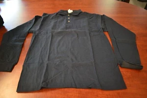 Cotton Deluxe Navy Blue Long Sleeve by Anvil w/ FIRE Logo - Picture 1 of 3