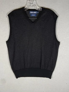 Vintage Ralph Lauren Polo Golf Sweater Vest Mens Medium Black V-Neck preppy - Picture 1 of 9