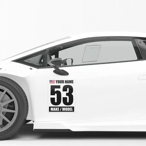 Custom Number Name Flag Model Sticker Glossy Matte Magnet For Car Racing WH x2 - Picture 1 of 9