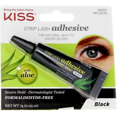 Pacote com 2 adesivos para cílios KISS Strip com aloe, preto, 0,25 oz - Imagem 1 de 2