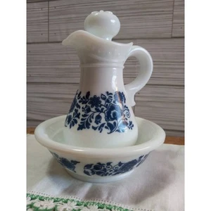 Vntg Avon Milk Glass Delft Holland Pitcher & Bowl, Collectable Bottle,Milk Glass - Picture 1 of 10