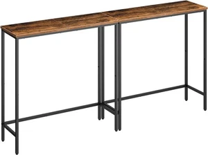 HOOBRO 2 Pack Narrow Console Table, 29.5" Small Entryway Rustic Brown + Black  - Picture 1 of 9