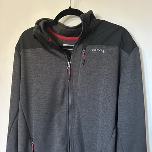 ORVIS Herren Bonded Mesh Fleece Full Zip Jacke ~ grau & schwarz ~ Größen Large - Bild 1 von 7