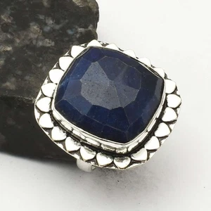 Simulated Sapphire Gemstone Ethnic Handmade Ring Jewelry US Size-8.25 AR 22710 - Picture 1 of 1