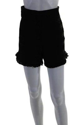 Maje Womens High Waisted Pleated Ruffle Trim Bloomer Shorts Black Size 40 - Image 1 of 4