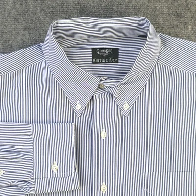 Camisa de Vestir Gitman Bros 17.5 34 Azul Rayas Verticales Manga Larga Con Botones Foto 1 de 4