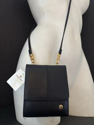 Vintage NWT Etienne Aigner Black Leather Crossbody Wallet w/ Removable Strap - Image 1 of 4