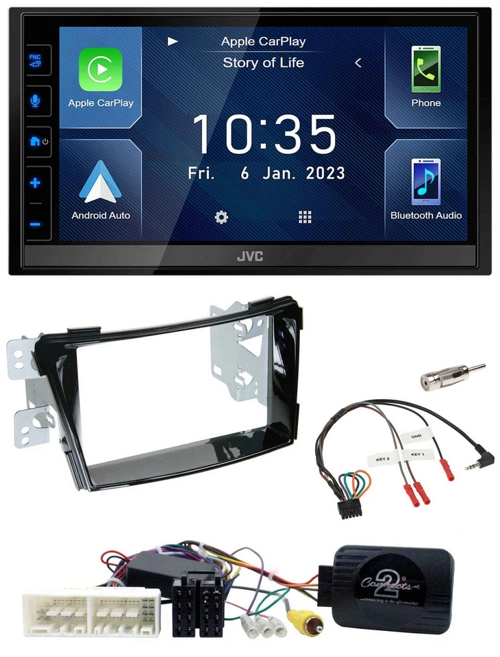 JVC DAB Bluetooth Lenkrad USB 2DIN Autoradio für Hyundai i40 ab 16 VF Klavierlac - Bild 1 von 4
