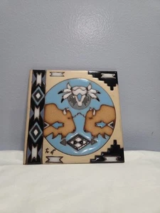 Piastrella ceramica quadrata bufali e teschio vintage 1990 Earthtones - Foto 1 di 5