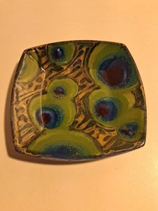 Dartington Pottery Janice Tchalenko Peacock Feathers Studio Pottery Plate 7 3/4" - Imagen 1 de 5
