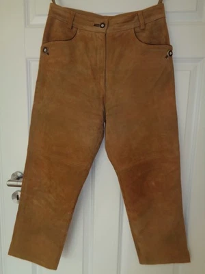 Lederhose Damen Tracht Landhaus von Trachten-madl, Gr. 40 braun 7/8 länge, - Bild 1 von 4