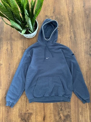 Sudadera con Capucha Vintage Nike Y2K Center Swoosh Azul Hombre Mediana Foto 1 de 4