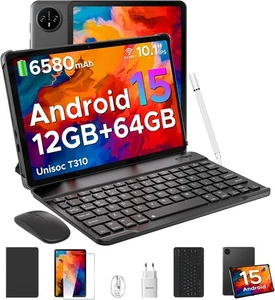 Tab A9 Tablet 10 Zoll Android 15, Tablet mit Tastatur/Stift/Maus/Hülle - Bild 1 von 9