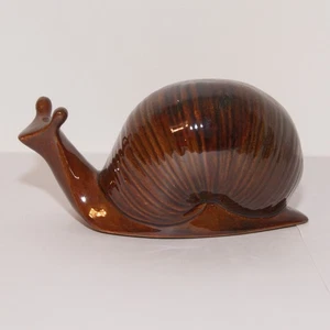 Vintage Brown Glazed Snail Figurine - Picture 1 of 8