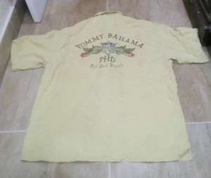 Men's Tommy Bahama Hawaiian Button Shirt PHD Pop Had Dough Embroidered Yellow L - Picture 1 of 10