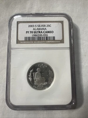 S Silver 25C Alabama Pf70 Ultra Cameo 2003 NGC Foto 1 de 4
