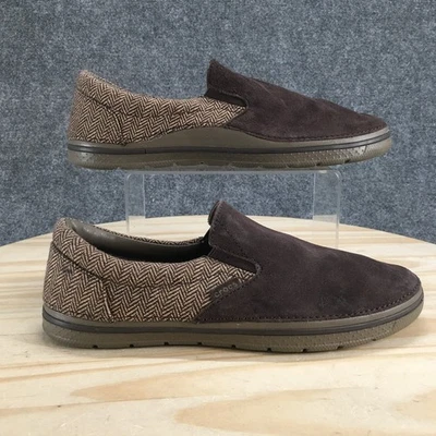 Crocs Shoes Mens 9 Brown Norlin Herringbone Slip On Sneaker Suede Canvas Casual - Image 1 of 4