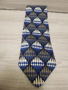 Tie Tree California Silk Tie Blue Silver Pattern silk from Italy 4"X 57" - Picture 1 of 3