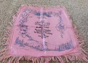 25-715 Vint Pink Satin Fringed Throw Pillow Cover Fort Lewis Washington Parents - Picture 1 of 7