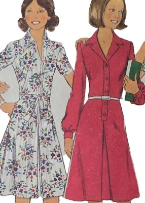 1970s A Line Tea Dress Big Collar Inverted Box Pleat Style 6837 Sewing Pattern  - Image 1 of 3