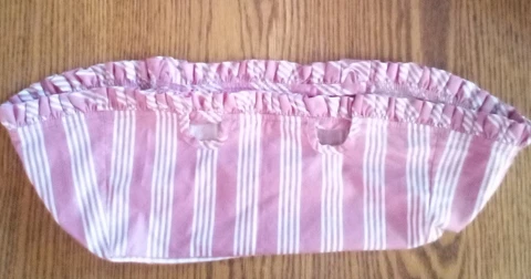 Longaberger Basket Fabric Liner  Dusty Rose Striped Print  6.5" tall  6 x 12 " Cover