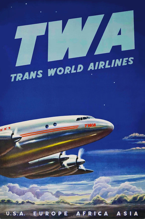 TWA, Trans World Airlines | 1950 Travel Poster Print - Image 1 of 4