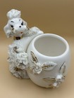  Vintage Lefton White Spaghetti Poodle Dog Vase Planter 1950s Figurine Japan MCM