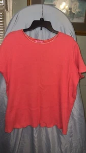 Woman Within Damen Größe 1x Thermo Shirt Waffelstrick Oberteil Koralle Kurzarm - Bild 1 von 4