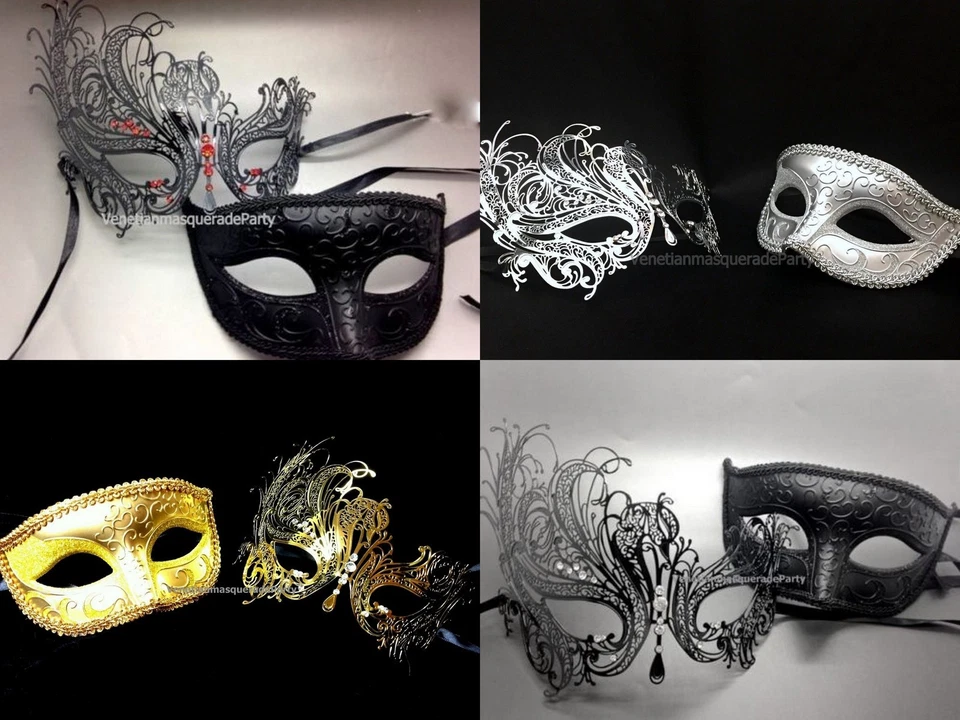 Female Swan Elegant Metal and male Classic eye mask Everlasting Love Theme Party - Image 1 of 1