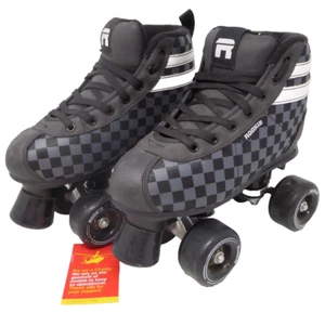 Rookie Children's Magic Roller Skates Checkered Black And Grey Size UK2 F1 - Picture 1 of 9