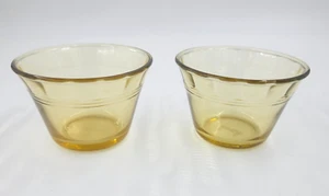 2 Amber Custer Cups Sherbet Glass Yellow Depression Glass No Chips Or Cracks - Picture 1 of 2
