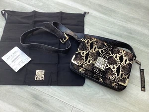 NEW BIBA BLACK &GOLD LEATHER GRETAL Snakeskin CROSSBODY BAG + BIBA DUSTBAG Rare - Picture 1 of 10