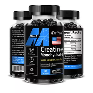 Creatine Monohydrate Capsules 3000mg, 30/60/120 Capsules, Muscle Explosion - Picture 1 of 11
