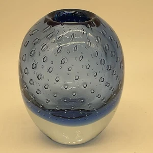 Blaue Vase von Fabiano Amadi 4 cm hoch schwere kontrollierte Blasen mundgeblasen - Bild 1 von 10