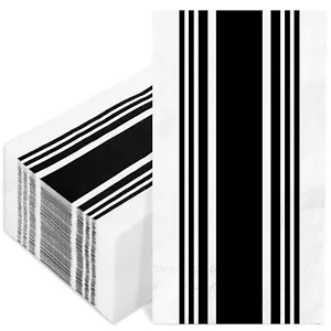 100Pcs Striped Guest Napkins Disposable Black and White Paper Napkins Dinner ... - Picture 1 of 7
