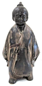 Figura de bronce Okimono japonés vintage niño desinteresado - Imagen 1 de 13