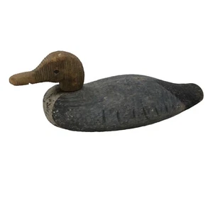 VTG Wooden Hand Carved Duck Decoy Blue Rigid Head - Picture 1 of 21
