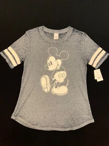 Mickey Mouse Tee Adult Women Small Blue Distressed Varsity Disney - Picture 1 of 3