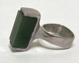 Vintage 70er Henning Ulrichsen Danish Sterling Silber grüner Chrysopras Ring 5 5,25 - Bild 1 von 14