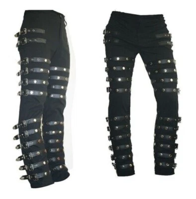 Michael Jackson Punk Classic Rivet BAD Concert Black Metal Rock Pants Trousers - Image 1 of 4